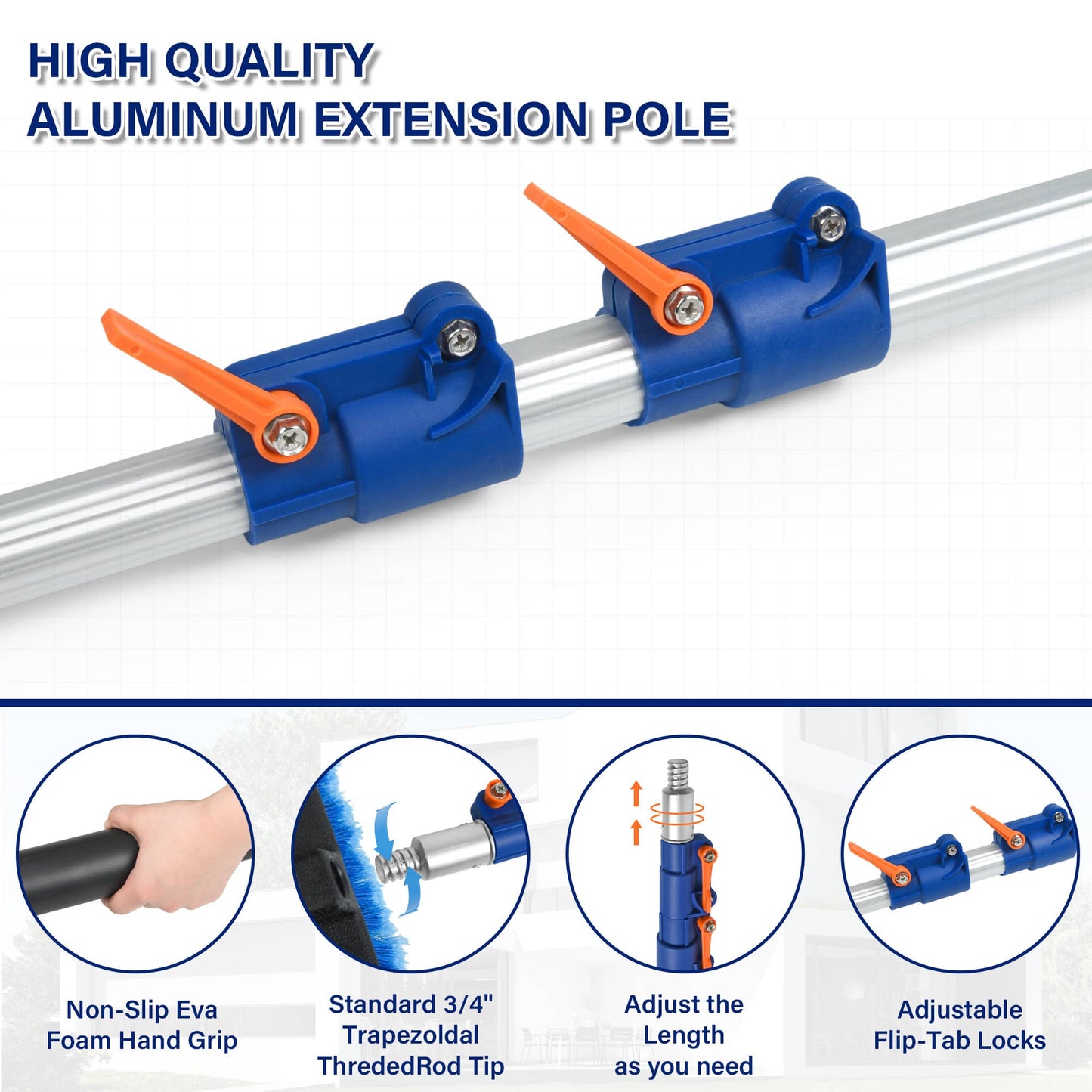 36 FT Exterior House Cleaning Brush Set with 7-30 Foot Telescoping Extension Pole