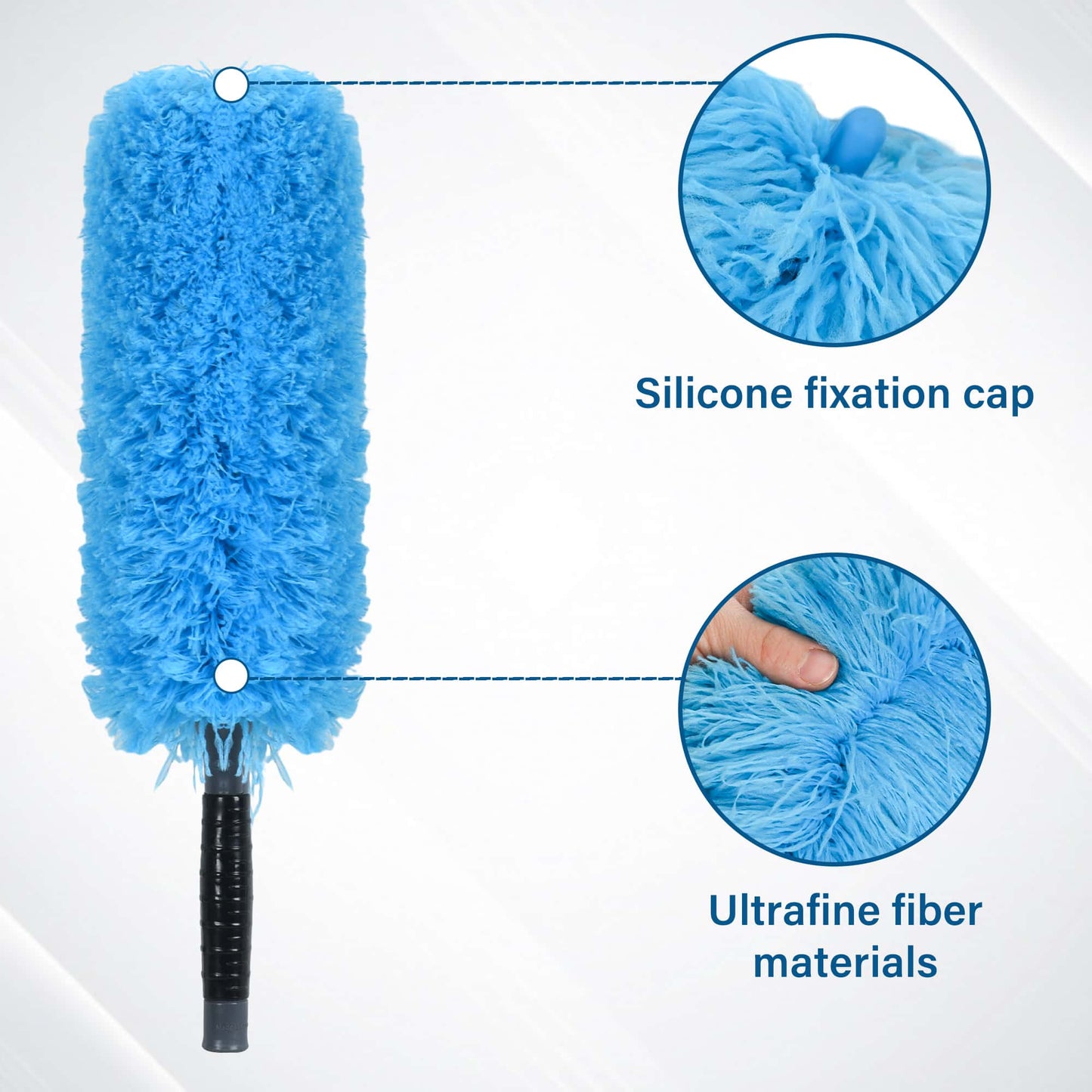 Feather Duster, Flexible Duster Brush Head with Handle
