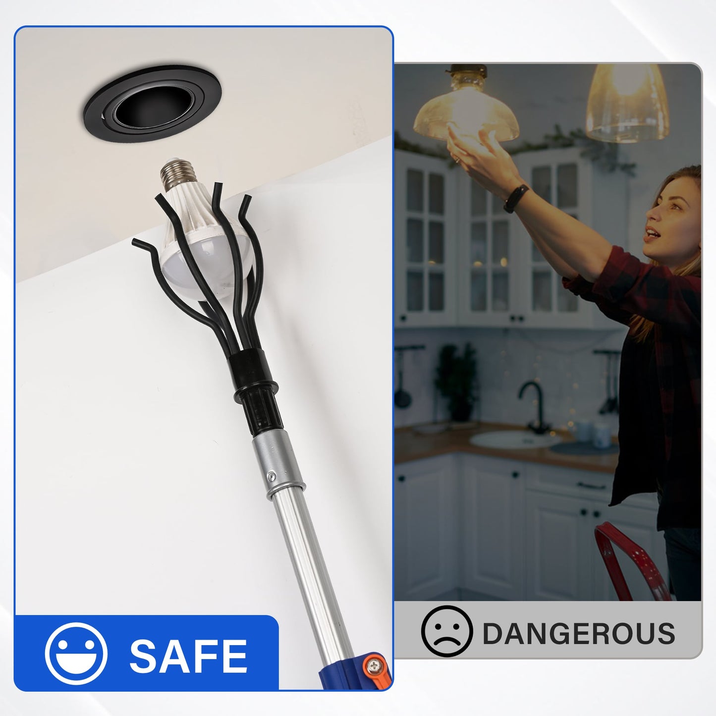 Light Bulb Changer Kit with Baskets and Suction Cup (Without Pole)