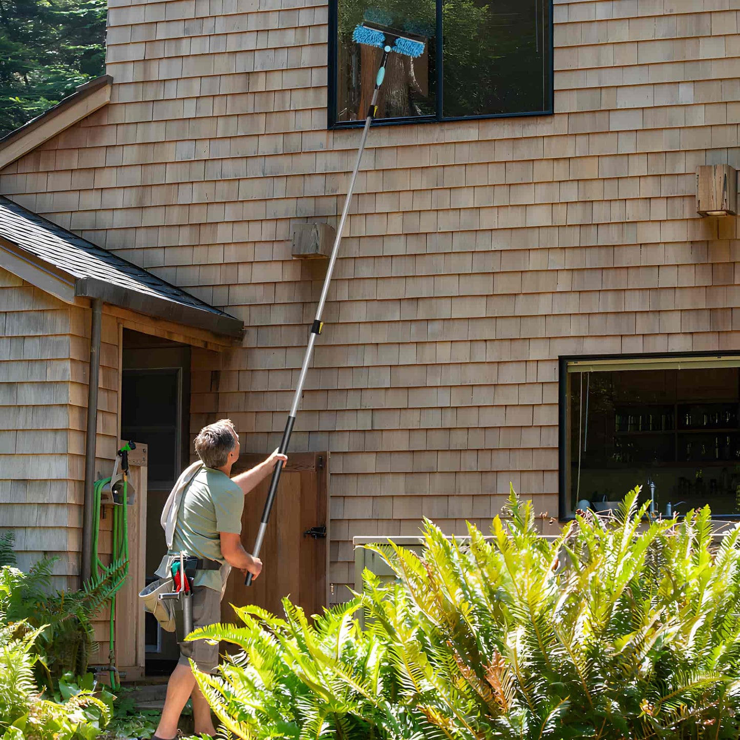Window Squeegee and Microfiber Scrubber