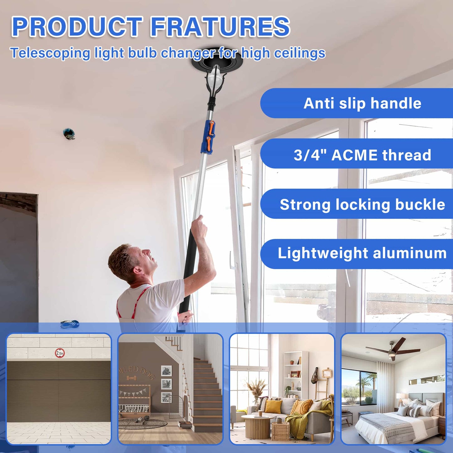Light Bulb Changer Kit with Baskets and Suction Cup (Without Pole)
