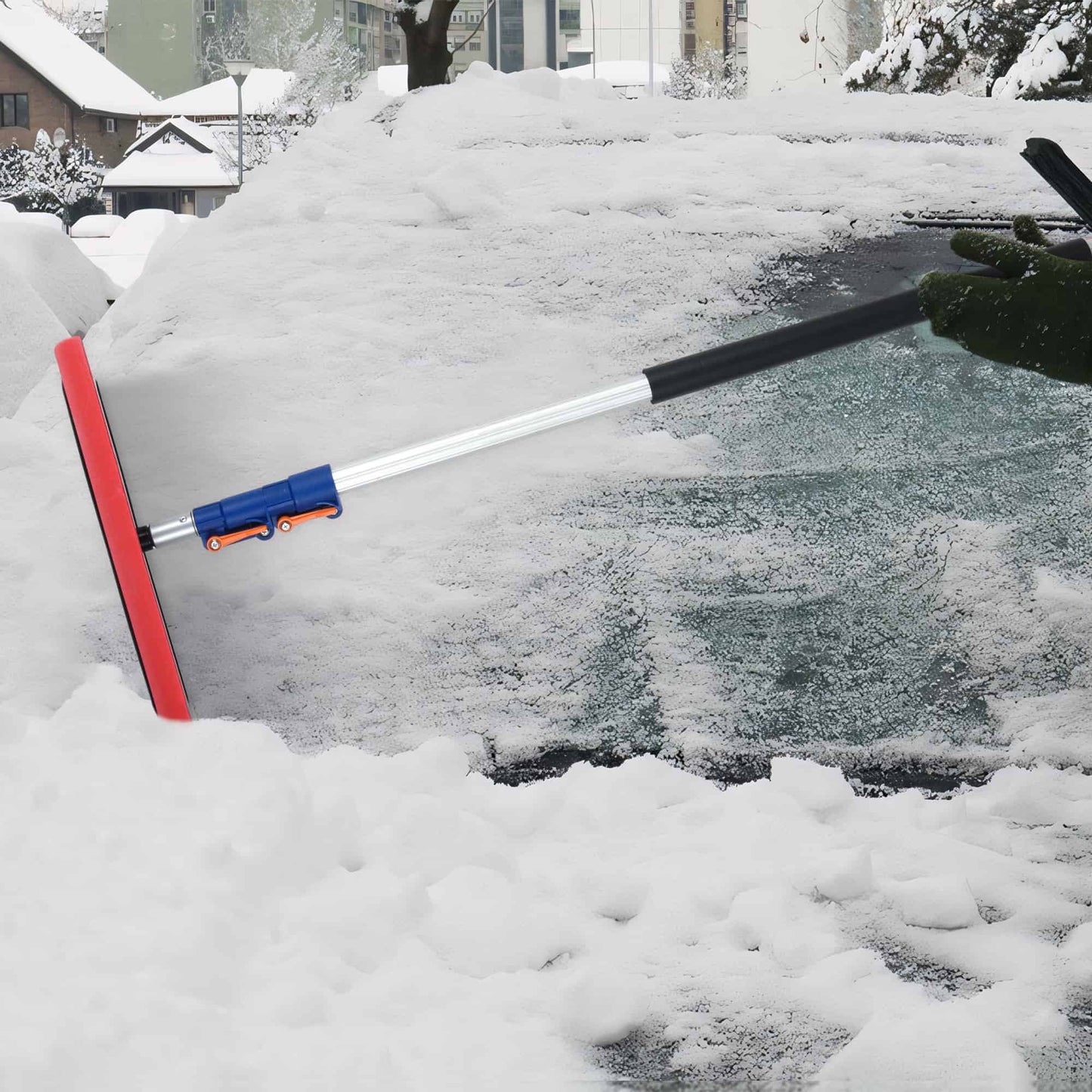 Snow Rakes Roof Rake, 5-12 Ft Extendable Lightweight Aluminum