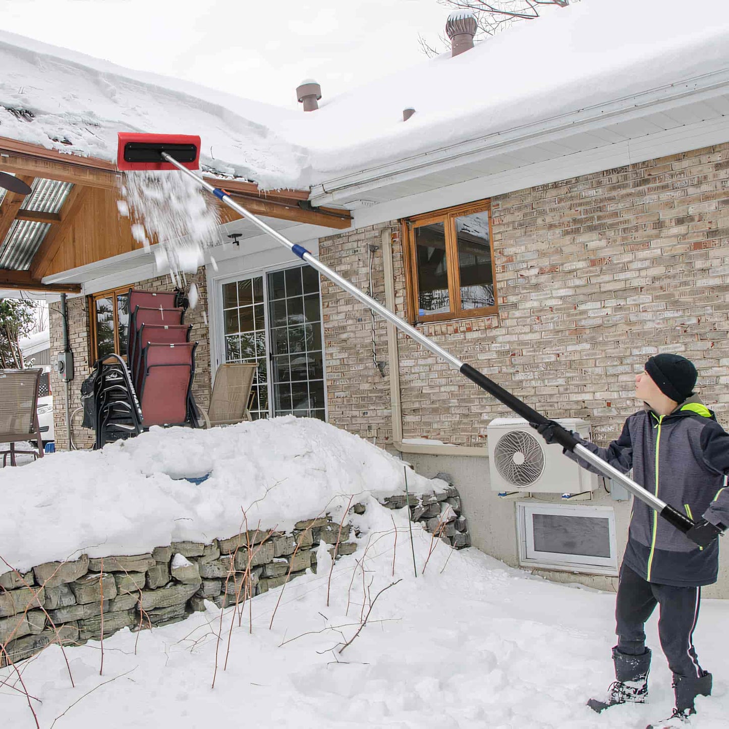 Snow Rakes Roof Rake, 5-12 Ft Extendable Lightweight Aluminum