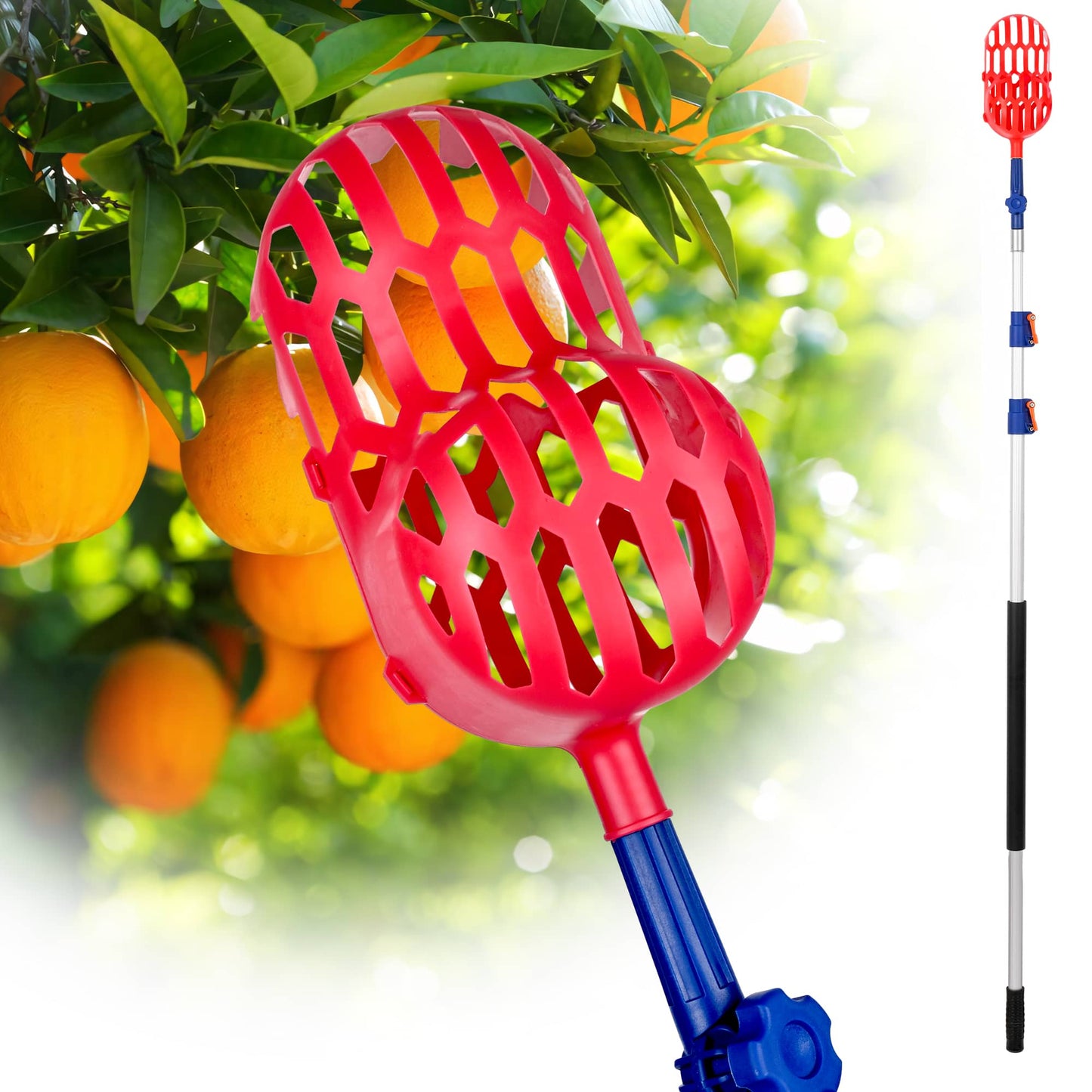 Fruit Picker Basket 5-12FT Telescopic Extension Pole