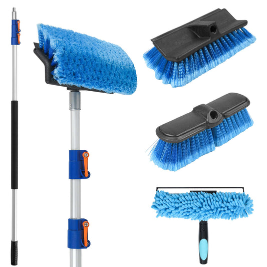 12 FT Exterior House Cleaning Brush Set with 5-12 Foot Telescoping Extension Pole
