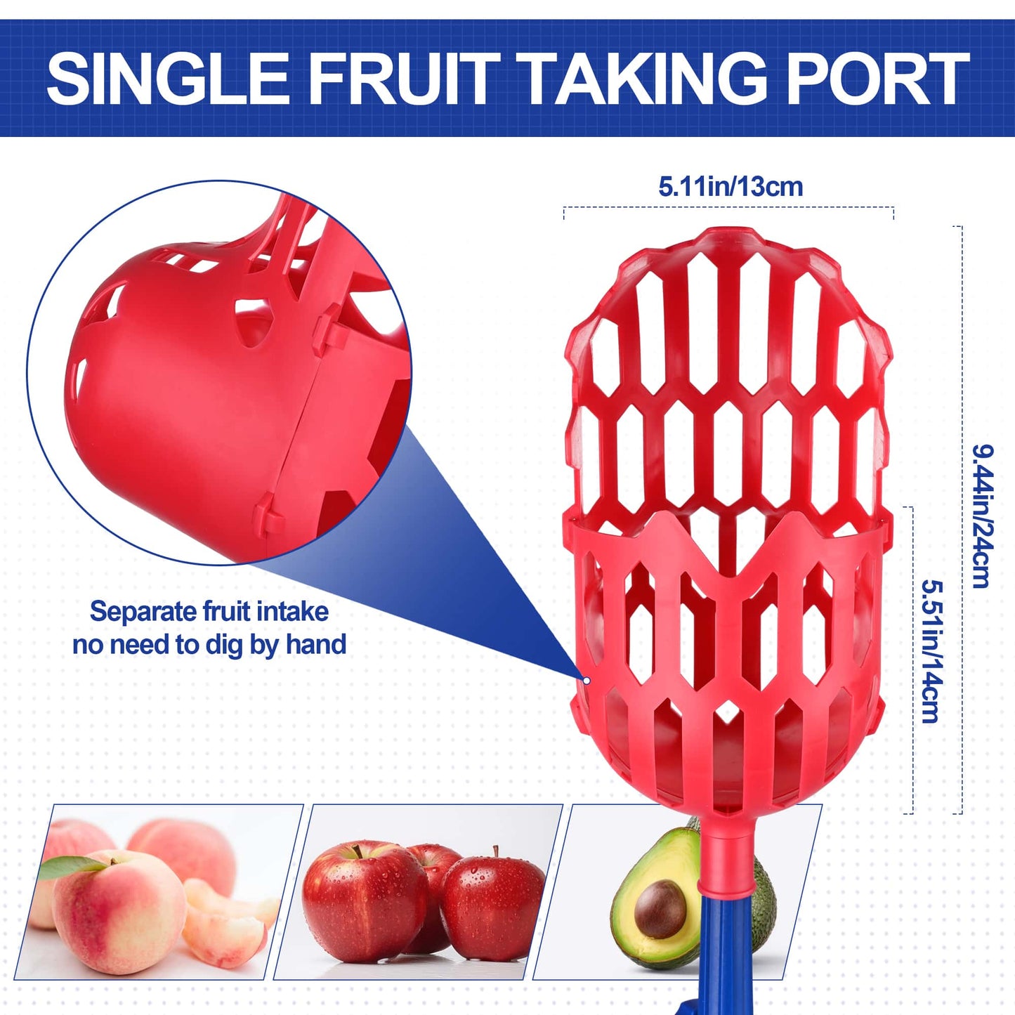 Fruit Picker Basket 5-8FT Telescopic Extension Pole